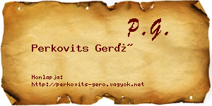 Perkovits Gerő névjegykártya